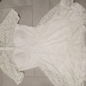 White Floral Lace with Bustier/boning mini dress
